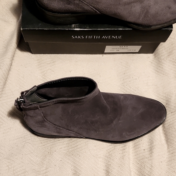 Saks Fifth Avenue Tassius Suede Zip-Up Booties in Anthracite Gray - Size 7.5 - Picture 6 of 8